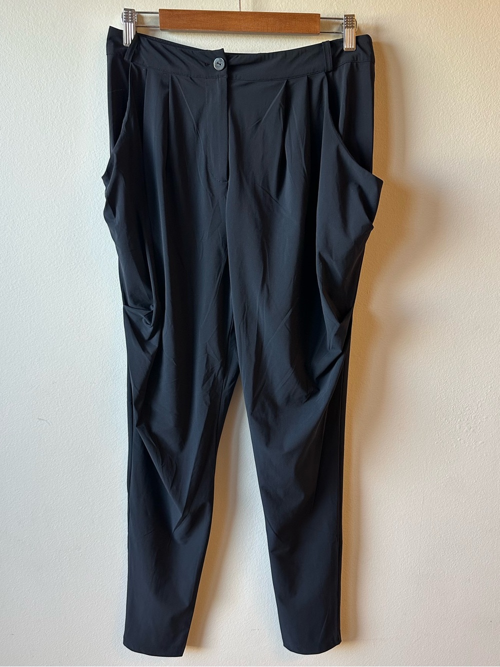 Ruti Black Draped High-Waist Women's Tapered Pants